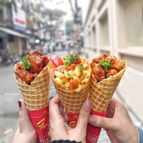 Chicken And Waffle Cone Recipe, Waffle Restaurant, Spicy Slaw, Waffle Cone Recipe, Buttermilk Dressing, Fried Chicken And Waffles, Fair Foods, Waffle Maker Recipes, Chicken Snacks