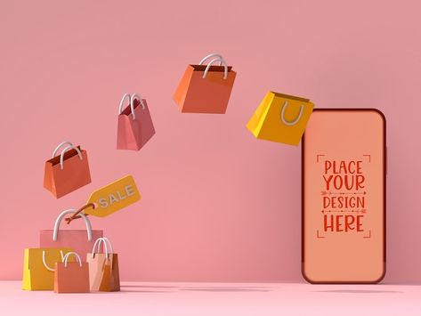 Online shopping with mobile and shopping... | Free Psd #Freepik #freepsd #business #sale #technology #gift Online Shopping Images, Support Small Business Quotes, White Pattern Background, Welcome Images, Logo Online Shop, Shopping Clipart, Digital Advertising Design, Business Poster, Ecommerce Shop