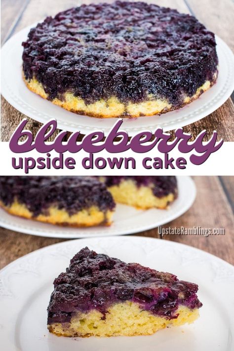 Upside Down Blueberry Cake, Blueberry Upside Down Cake, Blueberry Desserts Recipes, Easy Cakes To Make, Aunt Jemima, Glass Pan, Blueberry Desserts, Spring Desserts, Savory Cakes