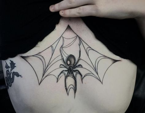 Goth Belly Tattoo, Sternum Spider Web Tattoo, Widows Peak Tattoo, Spiderweb Rib Tattoo, Spider Throat Tattoo, Spider Underboob Tattoo, Spider Web Sternum Tattoo, Spiderweb Underboob Tattoo, Goth Underboob Tattoo