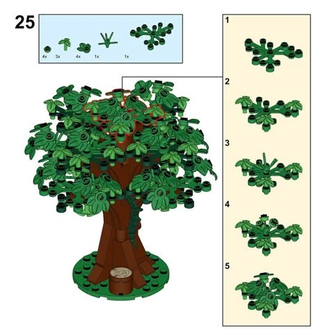 Lego Tree Ideas, Lego Garden, Lego Trees, Lego Tree, Tree Model, Lego Sculptures, Lego Diy, Lego Christmas, Lego Modular