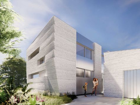 3d Printed Building, 3d Printed House, Printed Concrete, 3d Construction, New York Design, Construction Firm, Concrete Home, 2 Story Houses, Two Story Homes