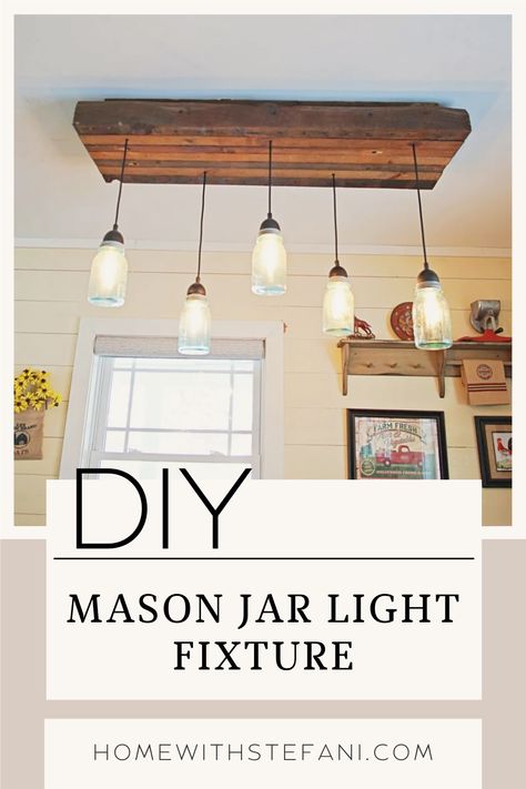 This is one of the first DIY projects that I made for the farmhouse and it’s one of my absolute favorites. With just a few power tools, you can design and create your own mason jar light fixture to fit your home. Here you will find a list of materials and tools that I used for this project and easy step by step instructions to follow along. Mason Jar Pendant Light, Diy Mason Jar Lights, Mason Jar Light Fixture, Mason Jar Lights, Mason Jar Light, Diy Pendant Light, Farmhouse Kitchen Lighting, Diy Mason Jar, Living Room Light Fixtures