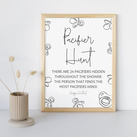 Pacifier Hunt Baby Shower Game, Find the Most Hidden Pacifiers, Baby Scavenger Hunt, Editable Canva Template Pacifier Game, Co-ed Baby Shower Games, Pacifier Hunt, Easy Baby Shower Games, Scavenger Hunt Games, The Pacifier, Coed Baby Shower, Fun Baby Shower Games, Fun Adventure