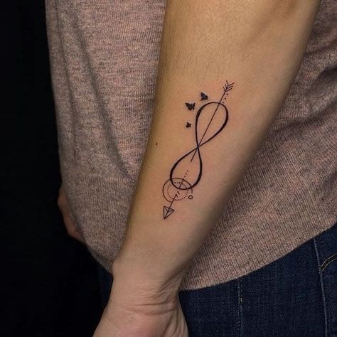 Top 41 Best Infinity Tattoos - [2020 Inspiration Guide] Infinity Tattoo Meaning, Double Infinity Tattoos, Infinity Arrow Tattoo, Infinity Sign Tattoo, Infinite Tattoo, Meaning Of Arrow Tattoo, Arrow Tattoos For Women, Infinity Symbol Tattoo, Infinity Tattoo Designs