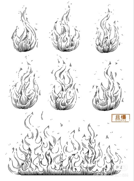 How To Draw Fire Traditionally, Drawing Of Flames, Pottery Sketches Ceramic Art, Building On Fire Drawing, How To Draw Fire Sketches, Flames Reference, Fire Ink Drawing, How To Draw Flames, Flames Sketch