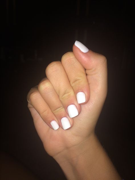 Really Short White Acrylic Nails, Short White Matte Nails, Really Short White Nails, White Dip Powder Nails Short, White Short Gel Nails, Short White Nails Acrylic, White Shirt Nails, White Nails Natural, Plain White Nails