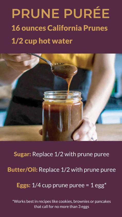 How to Make Prune Purée - California Prunes How To Make Prune Juice, Prune Puree, Muffins Savory, Prune Juice, Healthier Recipes, Chocolate Mug Cakes, Butter Oil, Savory Sauce, Pureed Food Recipes