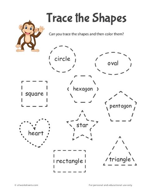 Shape Tracing, Shape Worksheets For Preschool, Shapes For Toddlers, Shapes Worksheet Kindergarten, Shape Activities Preschool, Shape Tracing Worksheets, Teaching Shapes, Printable Shapes, Tracing Worksheets Preschool