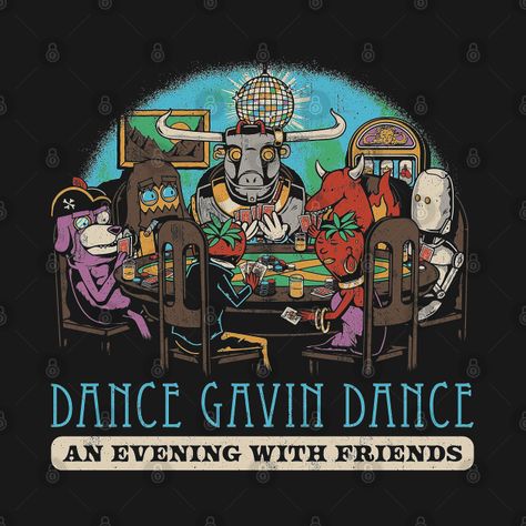 Dance Gavin Dance Art, Dogs Playing Poker, Dance Gavin Dance, Roblox Group, Dancing Aesthetic, Progressive Rock, Band Merchandise, Tour Posters, Dance Art