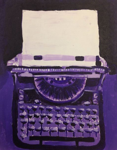 "Royal Typewriter"  As my monochromatic painting choice, I chose to paint a typewriter. Back then, typewriters were known as luxury item. Purple is a color that represents royalty, nobility, luxury, and power. I believed that purple suited the typewriter very well. Purple Typewriter Aesthetic, Purple Typewriter, Typewriter Painting, Monochromatic Painting, Royal Typewriter, High Characters, Inspiration Painting, Purple Suits, Rainbow High