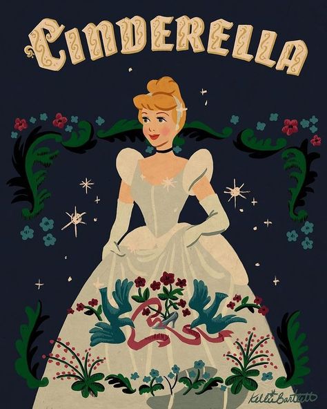 Kellie Bartlett | This was for the Cinderella prompt for #Disember but I couldn’t finish it until after the holidays because they were so busy! hope you... | Instagram Vintage Disney Posters, Disney Royalty, Vintage Disney Princess, Cinderella Art, Disney Wallpapers, Mary Blair, Disney Fanart, Disney Cartoon Characters, Nickelodeon Cartoons