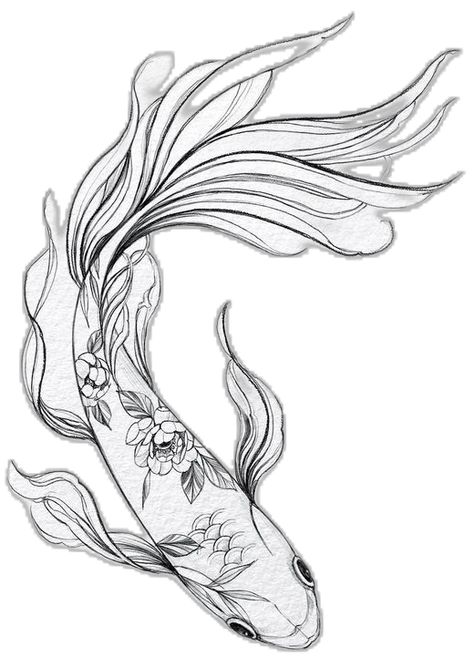 Underwater Flowers Tattoo, Fish Sleeve Tattoo, Pez Koi Tattoo, Koi Tattoos, Black Koi Fish, Carp Tattoo, Underwater Flowers, Fish Sketch, Rib Tattoos For Women