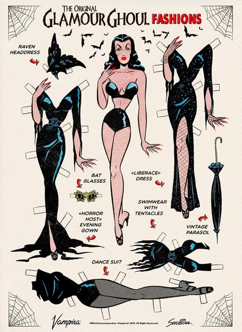 Midcentury Cartoon, Glamour Ghoul, Arte Pin Up, 11x17 Poster, Vintage Paper Dolls, Vintage Horror, Pin Up Art, Paper Doll, Horror Art