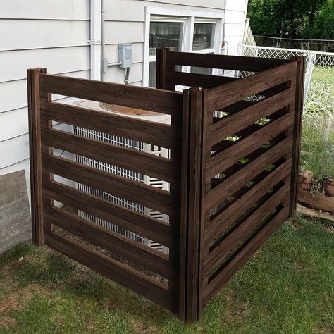 Amazon.com : Beimo Air Conditioner Fence Wood Privacy Screen，Louvered Privacy Fence Panels for Outside，Outdoor Trash Can Pool Equipment Enclosure Panels with Metal Stakes，42" H x 38" W, 2 Panels : Patio, Lawn & Garden Air Conditioner Fence, Air Conditioner Screen, Wooden Trash Can, Pool Equipment Enclosure, Outdoor Air Conditioner, Privacy Fence Screen, Privacy Fence Panels, Garden Privacy Screen, Air Conditioner Units