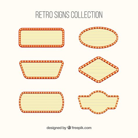 Six signals with lights | Free Vector #Freepik #freevector #theater-sign #theatre-sign #light-sign #retro-light