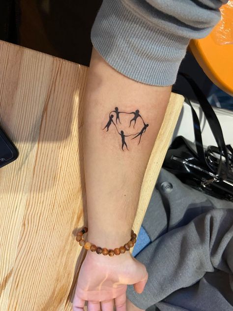 People Dancing In Circle Tattoo, Matisse Dance Tattoo, Matisse Tattoo, Matisse Dance, Dance Tattoo, Circle Tattoo, Dancing Figures, People Dancing, Matching Tattoos