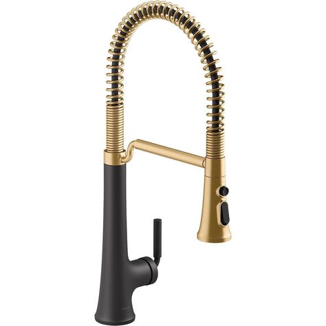 Kitchen Faucets Kitchen Faucets - West-Allis-Wisconsin Black And Brass Kitchen, Kohler Kitchen Faucet, Kohler Kitchen Sink, Industrial Basement, Kitchen Elements, Kohler Kitchen, Kitchen 2024, Pull Down Kitchen Faucet, Classy Kitchen