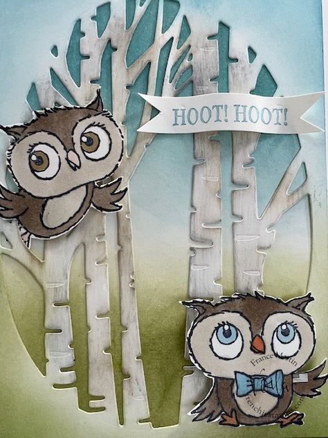 Su Owl Cards, Stampin Up Owls, Aspen Tree Dies Stampin Up Cards, Owl Cards Handmade, Stampin Up Card Tutorials, Stampinup Adorable Owls, Stamping Up Adorable Owls, Stampin Up Owl Cards, Adorable Owls Stampin Up Cards