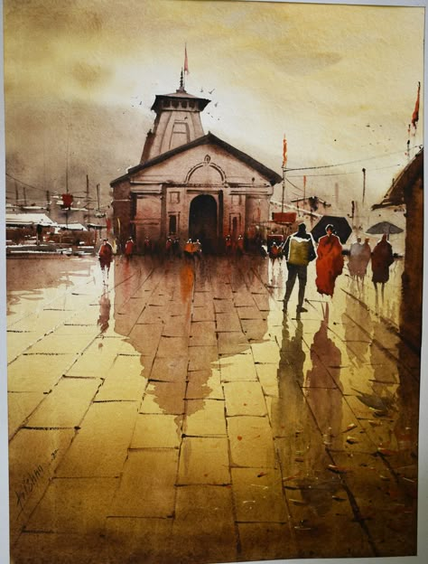 Kedarnath India Painting Instagram, Canvas Art Painting Abstract, Watercolor Scenery, Watercolor Portrait Painting, Watercolor Art Landscape, Watercolor Paintings Nature, Watercolor Architecture, Colour Painting, Beautiful Art Paintings