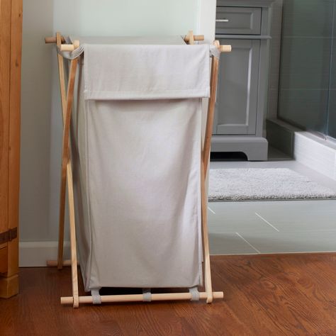 Arrives by Fri, Feb 11 Buy Household Essentials Wood X-Frame Clothes Hamper with Washable Gray Laundry Bag at Walmart.com Divided Laundry Hamper, Wood Laundry Hamper, Double Laundry Hamper, Laundry Hamper With Lid, Large Laundry Basket, Collapsible Laundry Basket, Clothes Hamper, Hanging Bar, Bamboo Frame