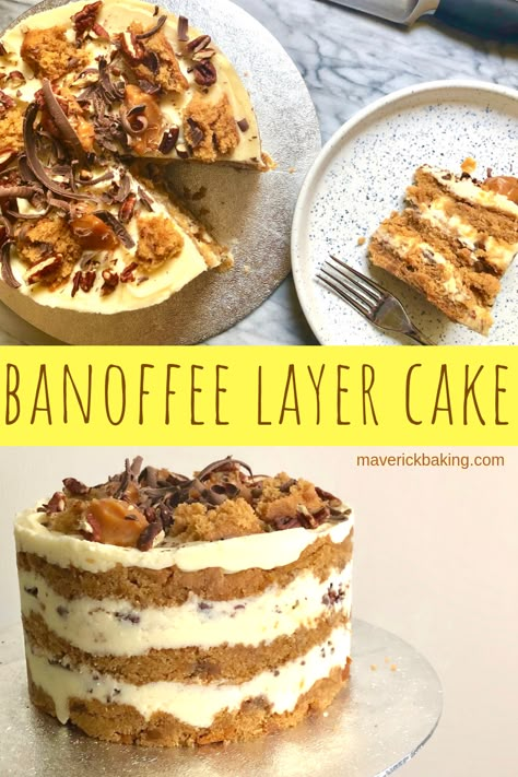 Banoffee Pie Cake, Bananoffee Cake, Banoffee Cupcakes, Easy Banoffee Pie, Vegan Banoffee Pie, Banoffee Cake, Banoffee Pie Recipe, Vanilla Cream Cheese, Vanilla Cream Cheese Frosting