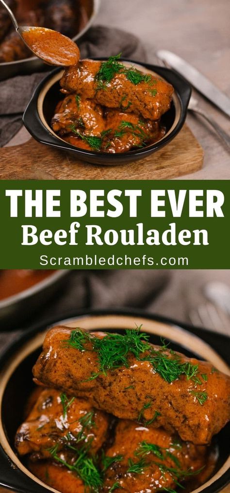 Beef Rolls Stuffed, Beef Rouladen Recipe, German Recipes Dinner, German Rouladen, Beef Roulade, Rouladen Recipe, Beef Rouladen, German Food Authentic, Homemade Egg Noodles