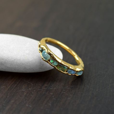 Natural Tiny Raw Fire Opal Gemstone Ring \ Multi Opal Ring \ Dainty Band Ring \ Gift For Love \ Boho Rings \ Delicate Ring \ Gift For Bride Raw Opal Jewelry, Rings Delicate, Statement Rings Unique, Boho Wedding Ring, Brass Polish, Raw Opal Ring, Sterling Silver Opal Ring, Natural Opal Ring, Dainty Band