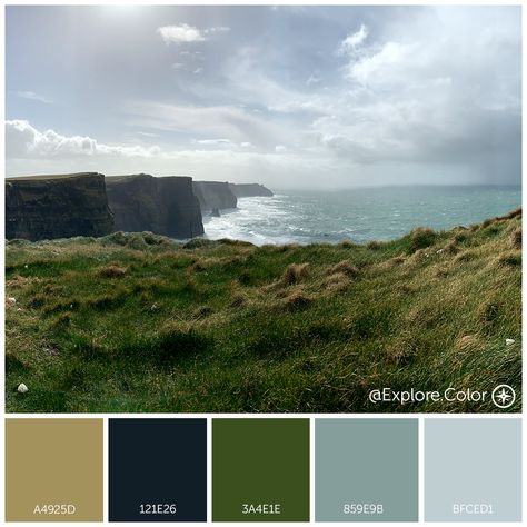 #cliffsofmoher #ireland #colorpalette #colorinspiration Scottish Color Palette, Ireland Color Palette, Scottish Colour Palette, Scotland Color Palette, Irish Color Palette, Outlander Color Palette, Cottage Color Palette, Scotland Cottage, Ireland Houses