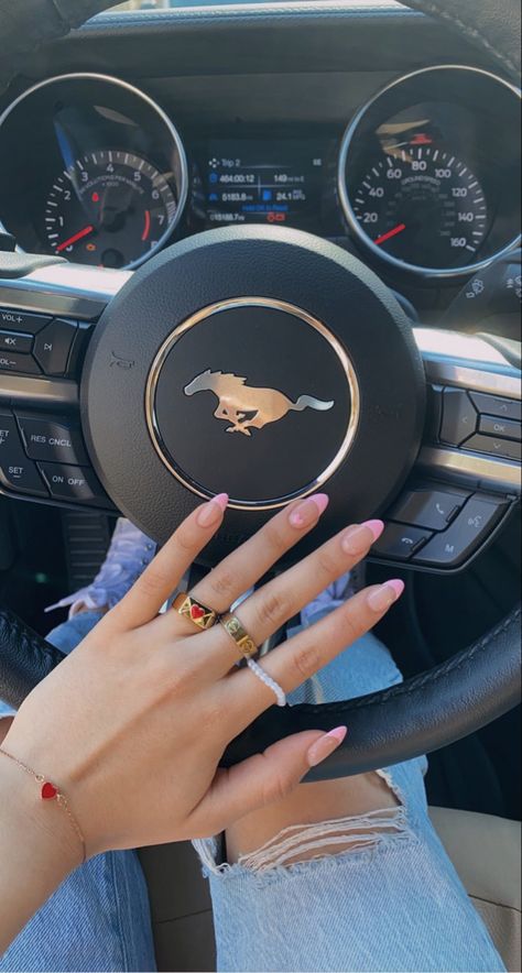 Mustang Nails, Aesthetic Short Nails, Aesthetic Valentines, Mustang Car, Pointed Nails, Mustang Cars, Ford Mustang Gt, Valentines Nails, Matte Nails