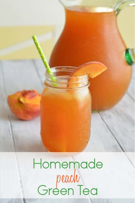 Peach Green Tea Recipe, Green Iced Tea, Green Tea Lemonade, Sweet Tea Recipes, Peach Green Tea, Iced Tea Maker, Simple Healthy Recipes, Tea Drink Recipes, Green Tea Recipes