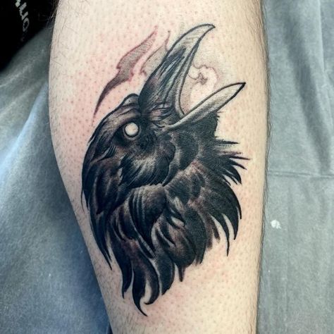 Neo Trad Crow Tattoo, Three Eyed Raven Tattoo, Crow Head Tattoo, Raven Head Tattoo, Crow Head, Orlando Tattoo, Crow Tattoo Design, American Crow, Crow Tattoo