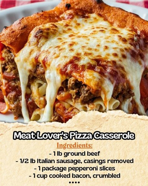 Paula Deen Family kitchen | Meat Lover's Pizza Casserole | Facebook Meat Lover Pizza Casserole, Meat Lovers Pizza Casserole, Easy Delicious Casseroles, Cheap Casserole Recipes, Delicious Casseroles, Casserole Dinners, Meat Lovers Pizza, Meat Lover, Cheap Easy Meals