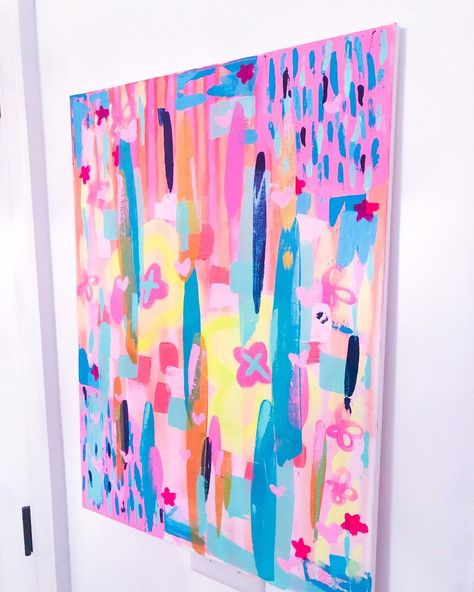 ! M ☆ C 🦄!! on Instagram: “SOLD!! 18x24 dm for more info🌈🌈🌈” Preppy Abstract Painting, Pink Preppy Canvas Art, College Preppy Painting, Aoii Paintings, Preppy Spray Paint Art, Dorm Room Paintings, Bedroom Canvas Art, Dorm Paintings, Abstract Art Tutorial