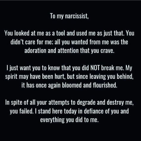 MyFalseTwinFlame on Instagram: “#Repost @myexisapsycopath @Regran_ed from @narcissistrecovery - You tried, but you failed... - #regrann #narcissist #narcissisticabuse…” Survivor Quotes, Survival Quotes, Narcissistic People, Under Your Spell, Narcissistic Behavior, Toxic Relationships, Sociology, Narcissism, True Quotes