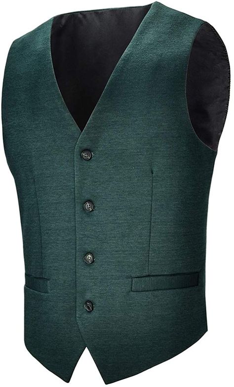 BOTVELA Mens Casual Dress Vest 4 Button Waistcoat at Amazon Men’s Clothing store Grad Suits, Mens Vest Fashion, Sangeet Outfit, Mens Waistcoat, Waistcoat Men, Dress Vest, Green Vest, Vest Designs, Mens Casual Dress