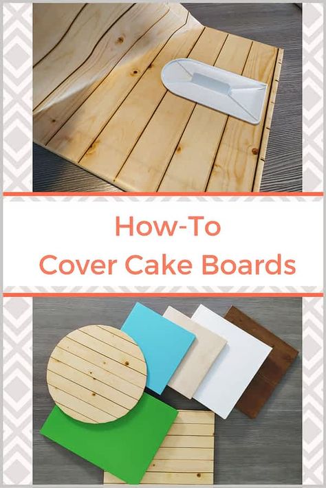 diy cake boards, how to cover cake boards easily, contact paper, decorative paper Cake Boards Ideas, Cake Board Ideas, Cake Board Diy, Diy Cake Board, Cake Board Decoration, Covered Cake Boards, Wooden Wedding Cake Stand, Bakery Tools, Half Sheet Cake