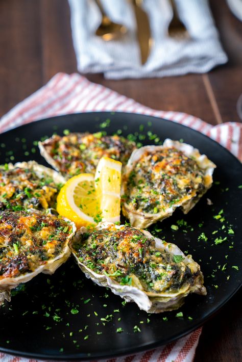 Oysters Rockefeller | 12 Tomatoes Rockerfella Oysters Recipe, Rockafeller Oysters Recipes, Rockefeller Oysters Recipes, Oyster Rockefeller Recipe Baked, Mushrooms Rockefeller, Rockefeller Oysters, Oyster Rockefeller, Smoked Oysters, Oysters Rockefeller