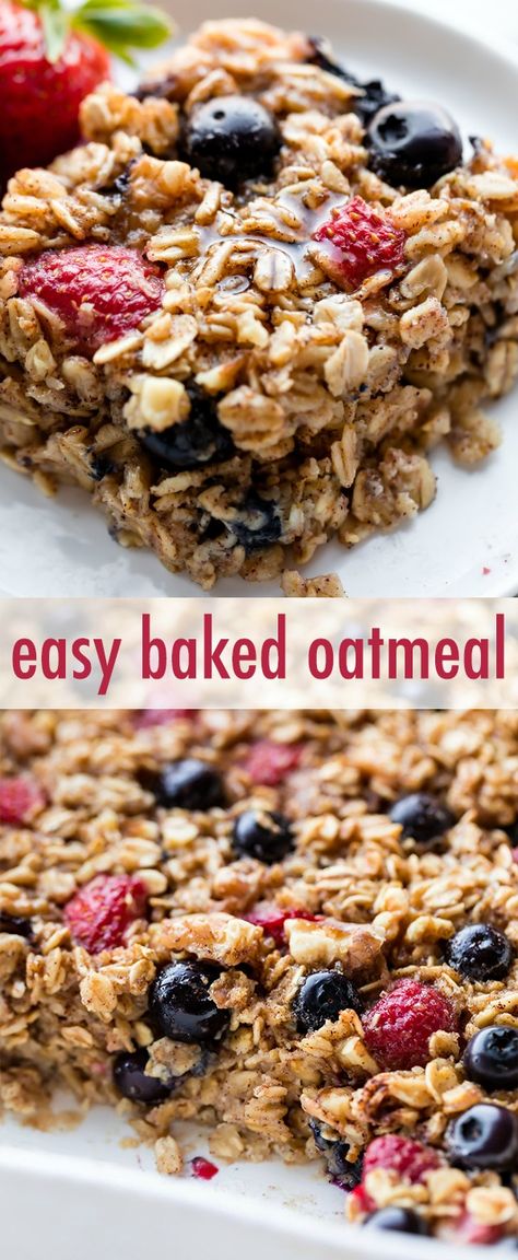 Blueberry Baked Oatmeal, Healthy Ingredients, Baked Oatmeal, Oatmeal Recipes, Bread Pudding, Quick Breakfast, Healthy Breakfast Recipes, Easy Baking, Easy Breakfast