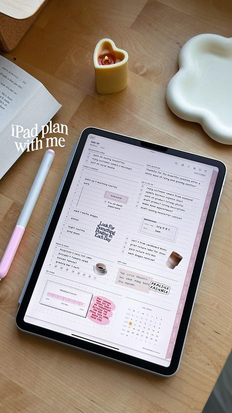 daily planner notion template Digital Planning Aesthetic, Planners 2024, Goodnote Planner, Bullet Journal On Ipad, Study Planner Free, Daily Planner Book, Ipad Organizer, Ipad Essentials, Notes Planner