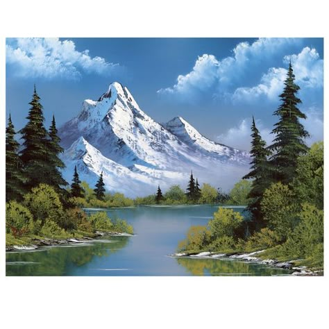 Season 12 Episode 02 Bob Ross Art, Bob Ross Paintings, Mountain Landscape Painting, Snowy Mountain, Landscape Paintings Acrylic, Landscape Art Painting, Painting Art Lesson, Landscape Drawings, Nature Art Painting