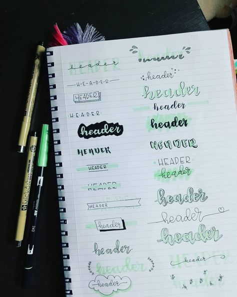 i everyone! I decided to collect all my faves headers ideas ♥️ What is your favorite header? . . . . . . . . . . . #bujoinspiration Bullet Drawing, Bullet Journal Titles, Bullet Journal Headers, Tombow Dual Brush, Bujo Inspiration, Studying Inspo, Study Inspiration, Cute Texts, Good Notes