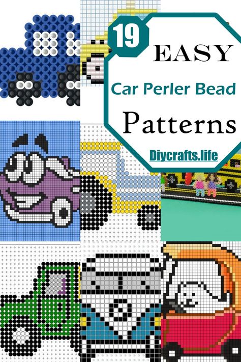 19 Easy Car Perler Bead Patterns For Kids Truck Perler Bead Patterns, Monster Truck Perler Bead Patterns, Car Perler Bead Pattern, Bead Templates, Patterns For Kids, Easy Perler Bead Patterns, Graph Patterns, Tonka Truck, Fuse Bead Patterns