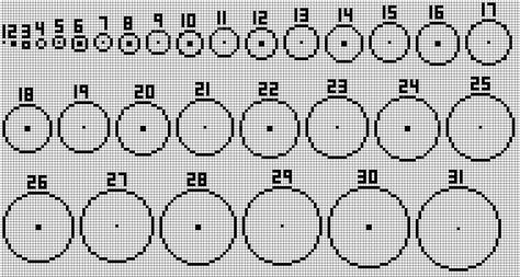 New circle guide, 1-31. Even diameters, bigger, no interior corners. Minecraft Circle Chart, Minecraft Circle, Pixel Circle, Minecraft Circles, Minecraft Hack, Minecraft Templates, Construction Minecraft, Minecraft Building Guide, Minecraft City