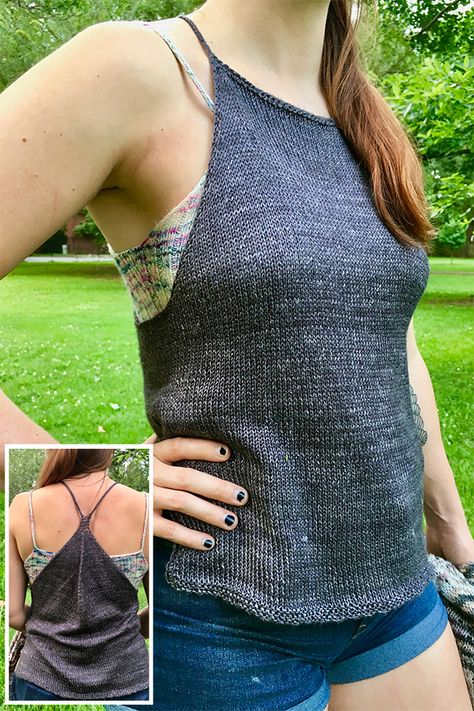 Free Knitting Pattern for Vilonia Camisole Knit Tank Top Pattern, I Cord, Easy Knitting Patterns, Stockinette Stitch, Free Knitting Pattern, Summer Knitting, Knit Tank, Loom Knitting, Knit Outfit