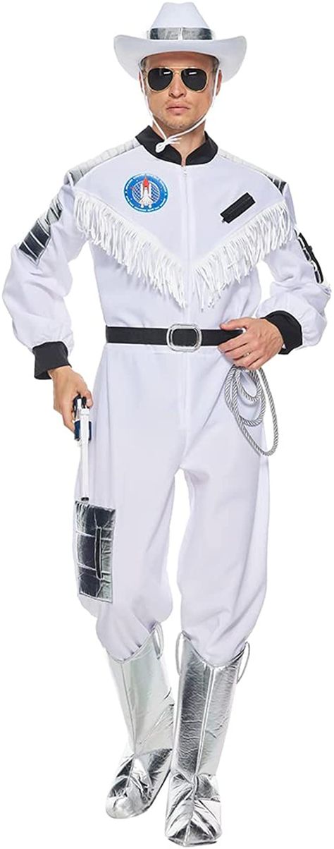 Amazon.com: EraSpooky Men's Space Cowboy Costume Adult Astronaut Cosplay Jumpsuit : Clothing, Shoes & Jewelry Space Cowboy Costume Men, Astronaut Cosplay, Astronaut Cowboy, Space Cowboy Costume, Astronaut Halloween, Cowboy Men, Astronaut Costume, Cowboy Costume, Space Cowboy