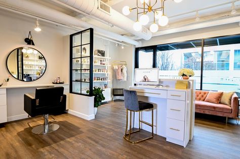 Best Flooring For Hair Salon, Salon Station Lighting Ideas, Single Chair Salon Layout, Booth Rent Salon Decor, Backbar Shelving Salon, 1000 Sq Ft Salon Layout, Hairdresser Salon Design Interior, Salon Suite Decor Studios Luxury, Salon Wall Colors Ideas