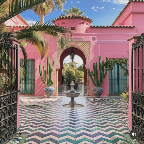 Pink Stucco, Moroccan Style Home, Outside House Colors, Vacation Luxury, Stucco Walls, Boho Garden, Travel Pictures Poses, Backyard Paradise, Deco Decor