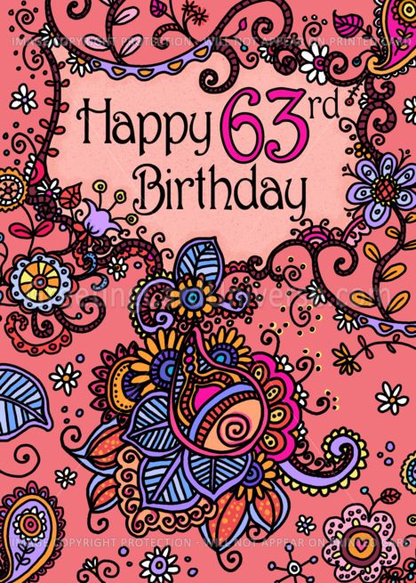 Happy Birthday - Mendhi - 63 years old card Image Pixel Art, Trendy Invitations, 88th Birthday, Old Birthday Cards, Creative Birthday Cards, Happy Mother's Day Card, Birthday Card Template, Birthday Happy, Holiday Flyer