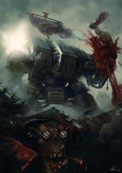 Dreadnought 40k Art, 40k Dreadnought Art, Dreadnoughts 40k, Warhammer 40k Dreadnought, Paul Dainton, Dreadnought 40k, Space Marine Dreadnought, Space Marine Art, Grim Dark